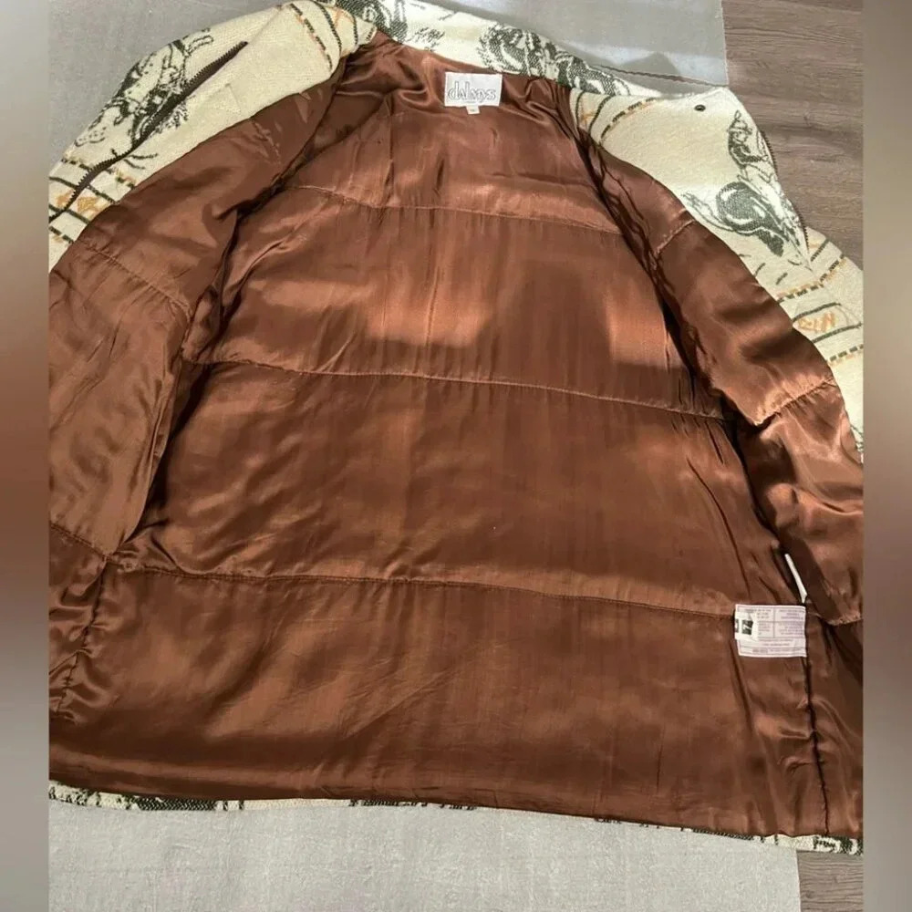 SOLD[M]Vintage Dalmys Wool Blend Western Rodeo Pattern Men Insulated Pea Coat - Picture 6 of 12